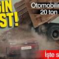 Çılgın dayanıklılık testi: Otomobilin üstüne 20 ton döküldü, işte son hali...