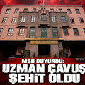 MSB duyurdu: Uzman çavuş şehit oldu