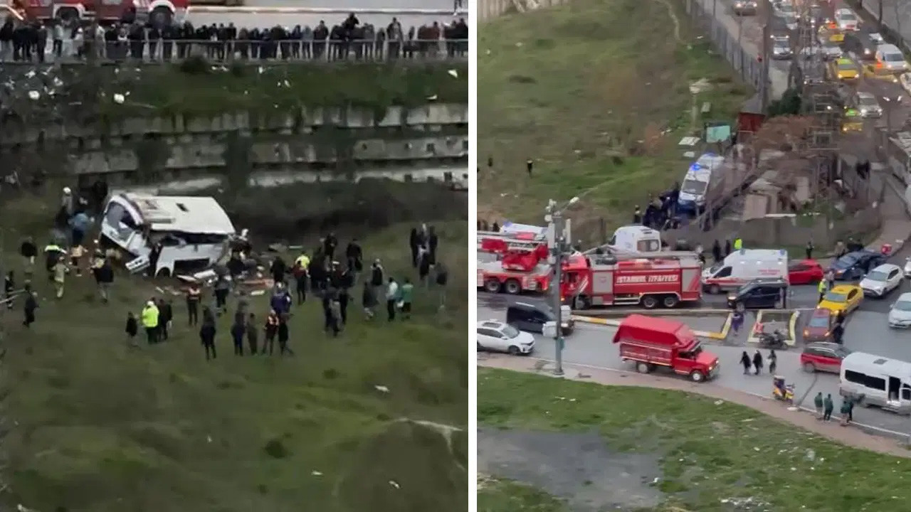 Esenyurt'ta işçi servisi şarampole devrildi! Ölü ve yaralılar var