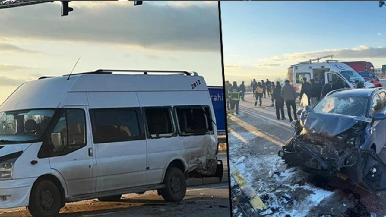 Öğrenci servis minibüsü ile otomobil ile çarpıştı: 9 yaralı