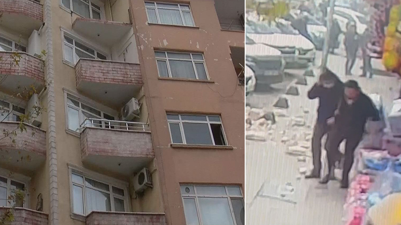 İstanbul’da faciadan saniyelerle kurtuldular: Balkondan beton parçaları koptu