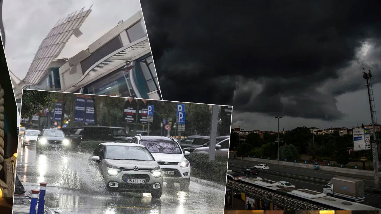 İstanbul’da gökyüzü karardı: Lodos çatıları uçurdu... AKOM'dan kuvvetli kar uyarısı geldi