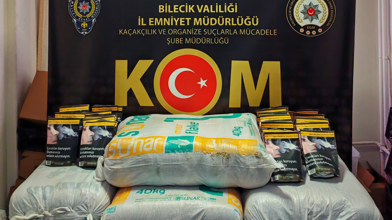 Bilecik'te KOM Şube ekipleri kilolarca kaçak tütün ele geçirdi