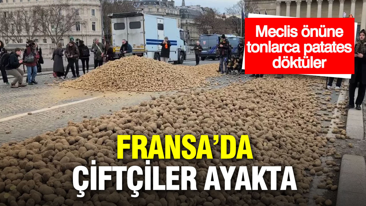 Fransa'da çiftçiler ayakta: Meclis önüne tonlarca patates döktüler