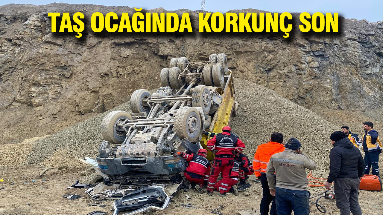Taş ocağında facia: Kamyon 5 metreden devrildi: Sürücü öldü