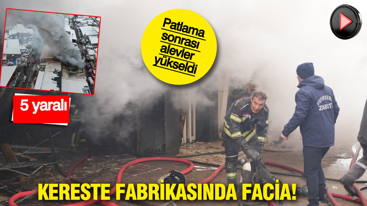 Patlama sonrası alevler yükseldi: Erzurum'da kereste fabrikasında facia: 5 yaralı