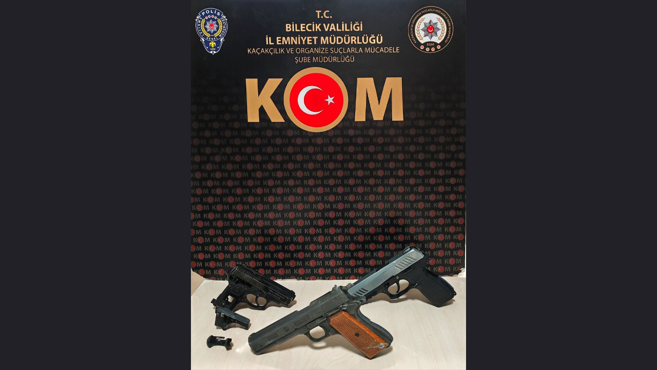 Bilecik’te tabanca ve tabanca parçası ele geçirildi