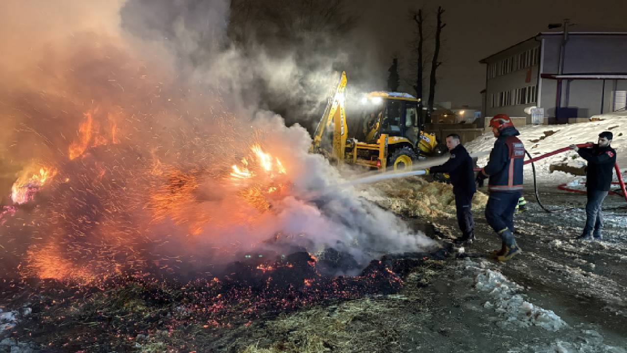 Sakarya Hendek'te saman yüklü tır alev aldı: Sürücü son anda kurtarıldı