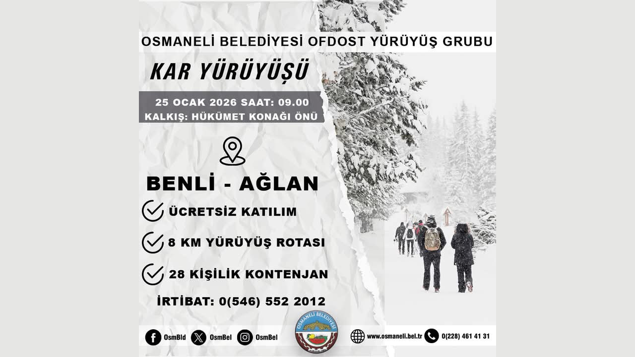 Osmaneli'de OFDOST kar yürüyüşüne çıkıyor