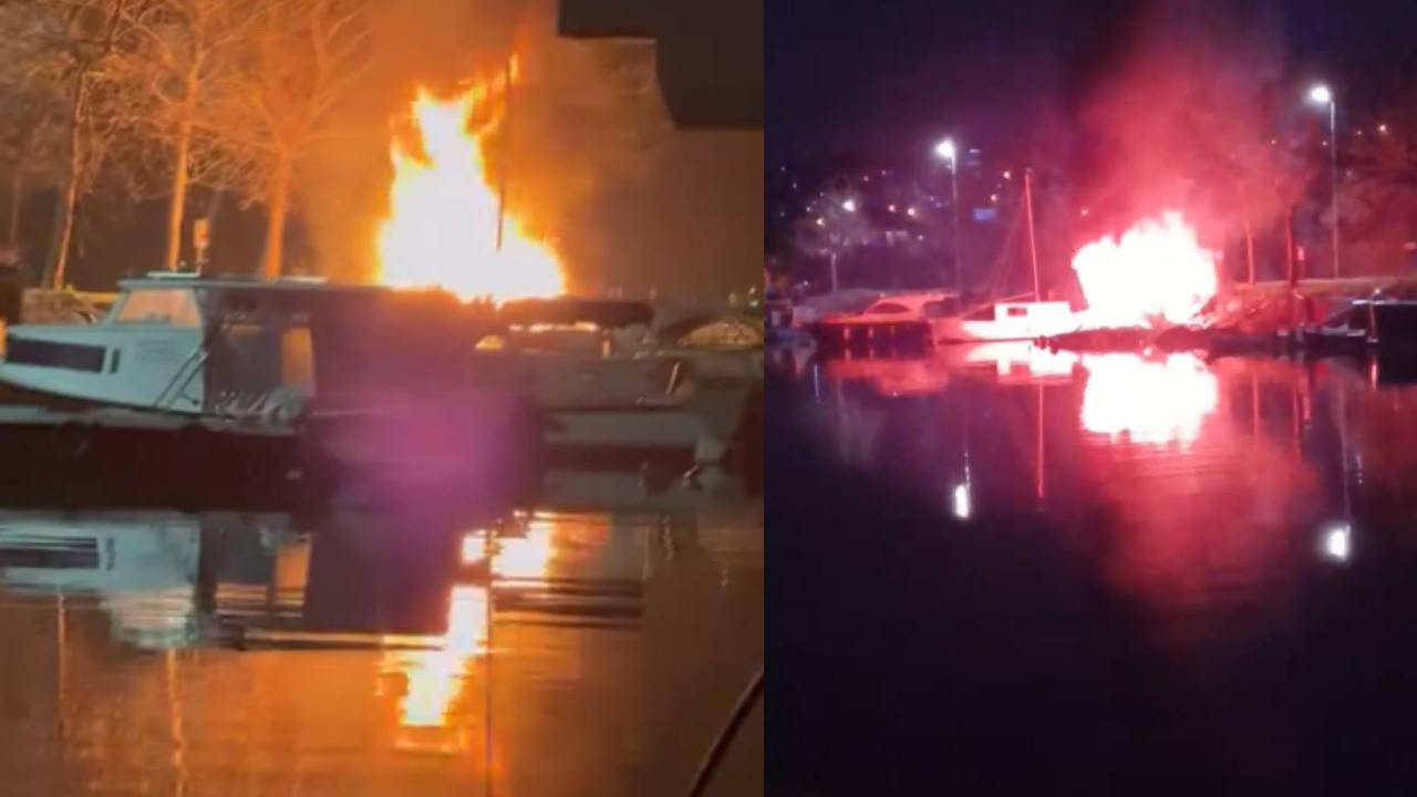 İskeleye bağlı tekneler alev aldı