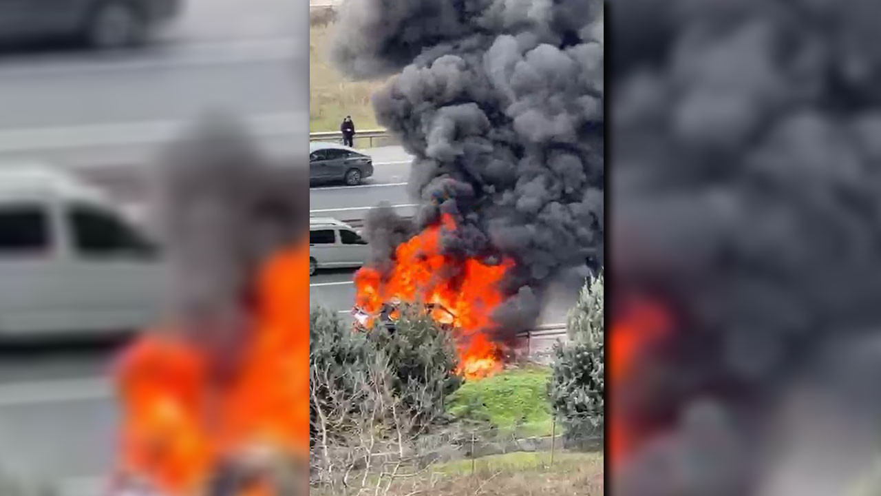 Lüks araç seyir hakindeyken dakikalar içinde alev topuna döndü