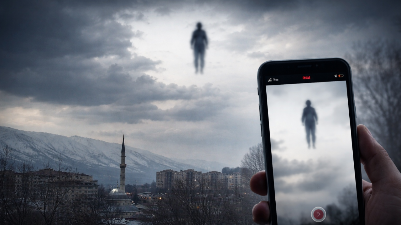 Muş’ta gökyüzünde insan siluetine benzeyen cisim görüntülendi