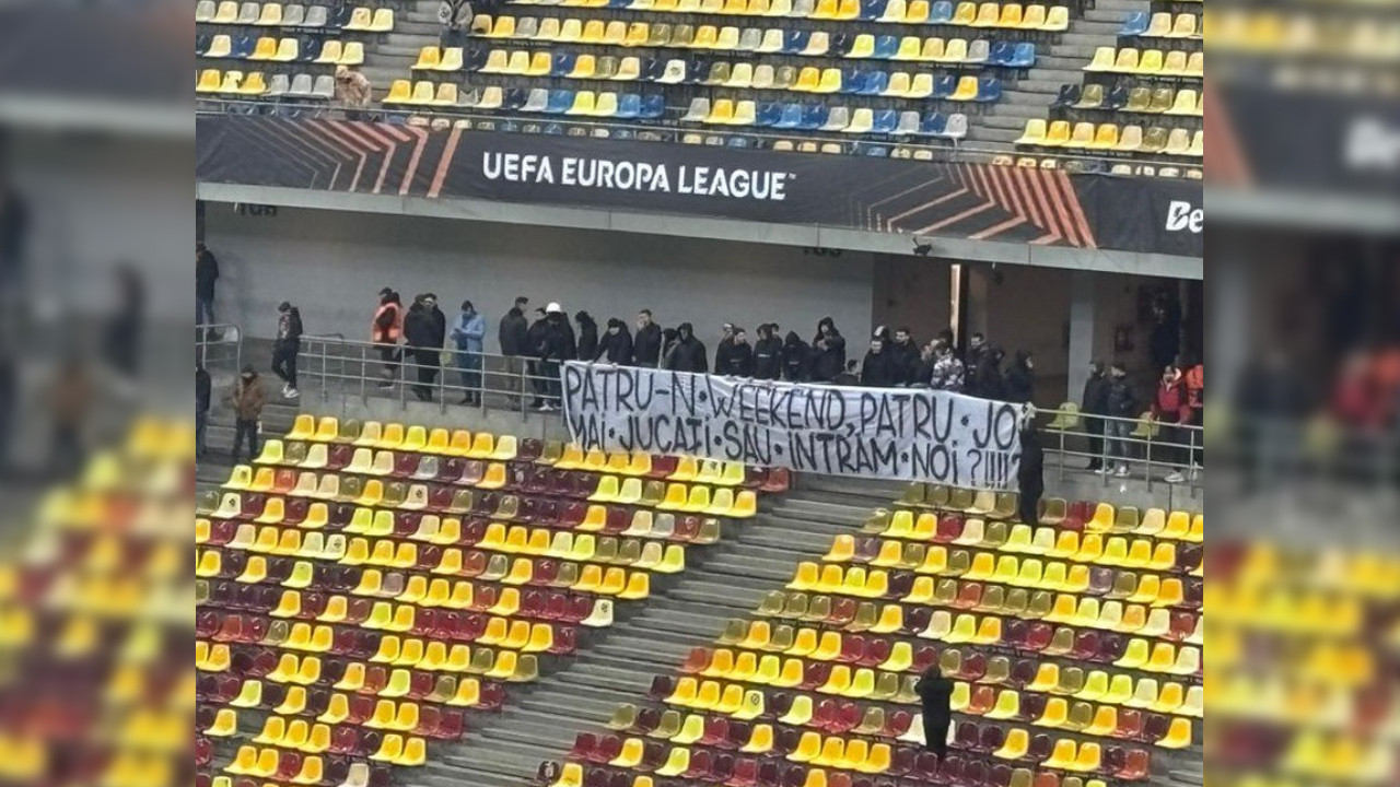 Fenerbahçe maçı öncesi FCSB taraftarlarının astığı pankart gündem oldu