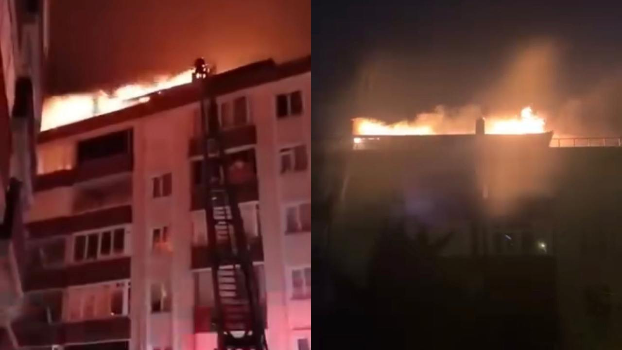 Terasta yakılan mangaldan savrulan kıvılcımlar çatı katını yaktı