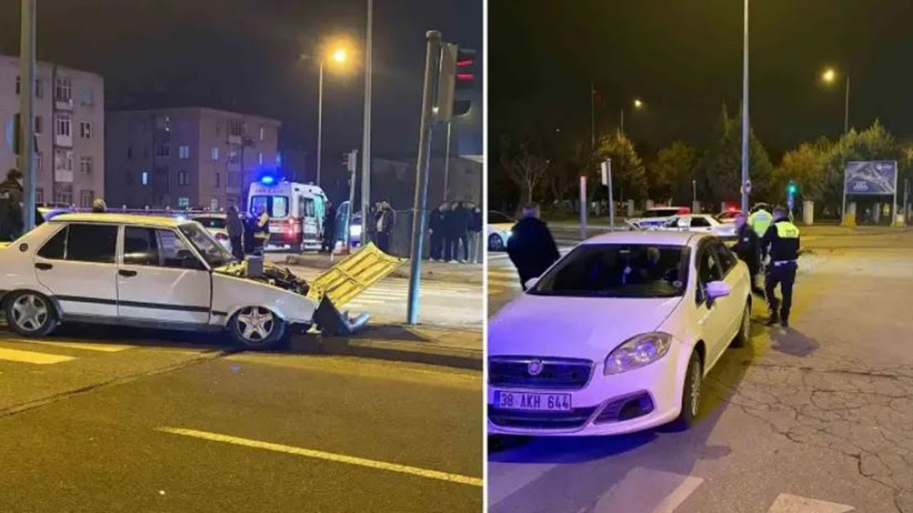 Melikgazi’de iki otomobil kavşakta çarpıştı