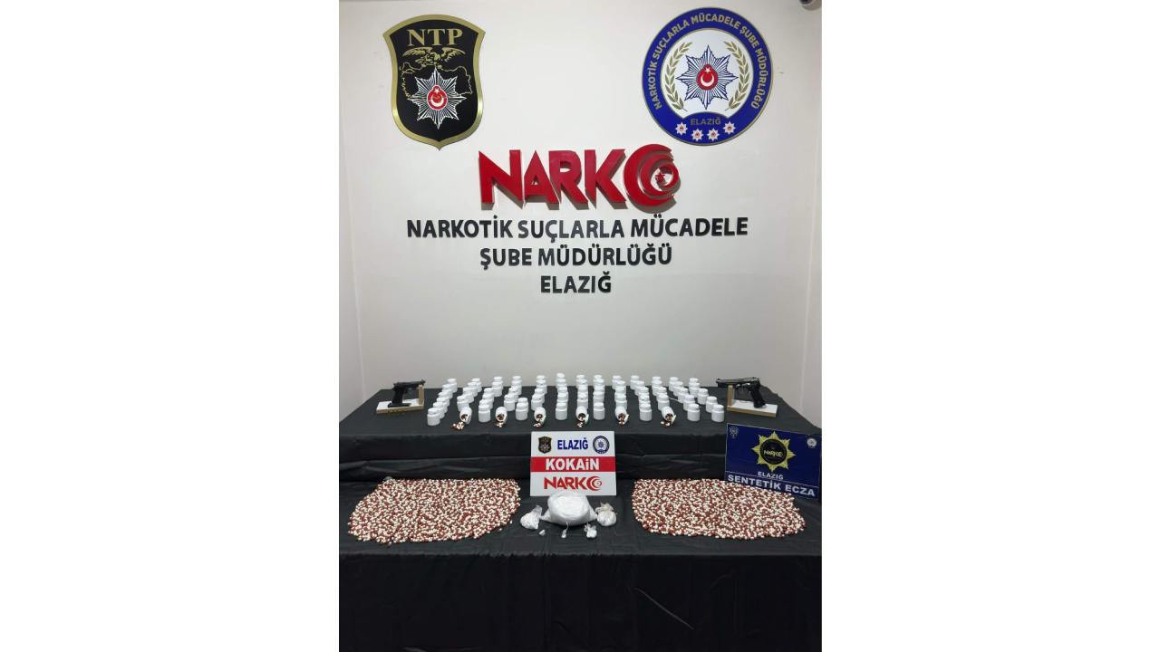 Elazığ’da dev narkotik operasyonu: 802 gram kokain ve binlerce sentetik hap ele geçirildi