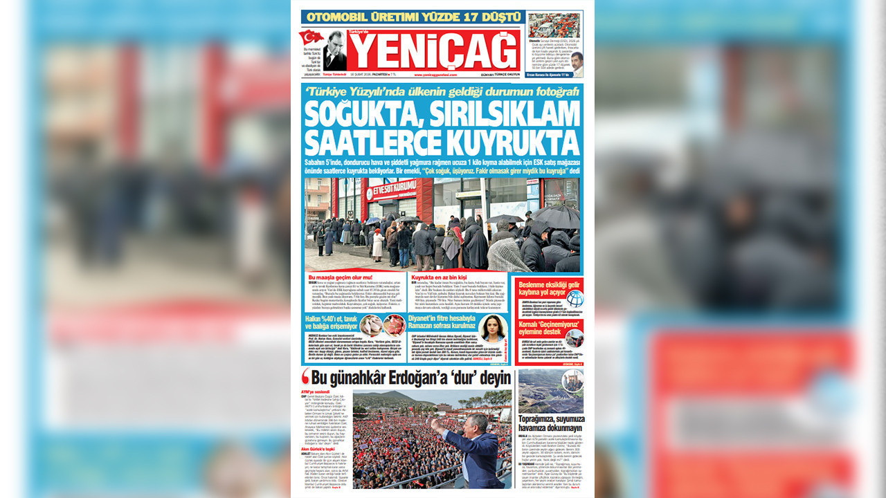 Yeniçağ Gazetesi: Soğukta, sırılsıklam saatlerce kuyrukta
