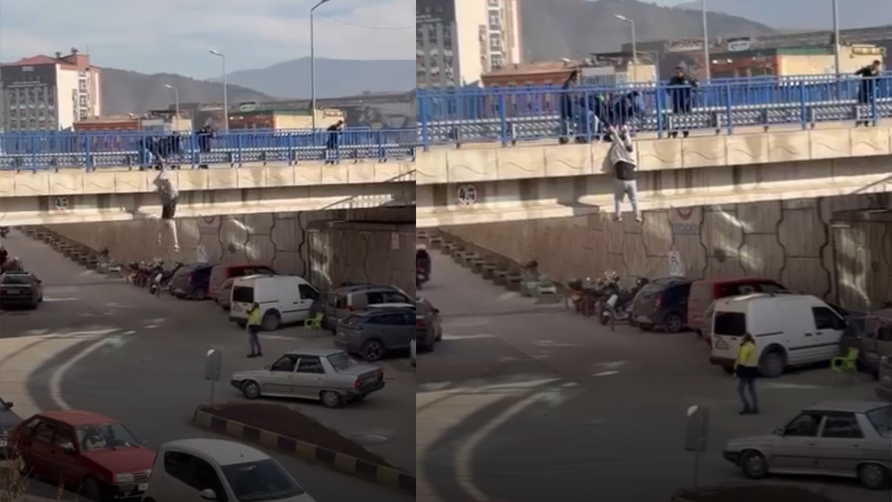 Karabük’te köprüde korku dolu anlar: İntihara kalkışan şahıs yere çakıldı