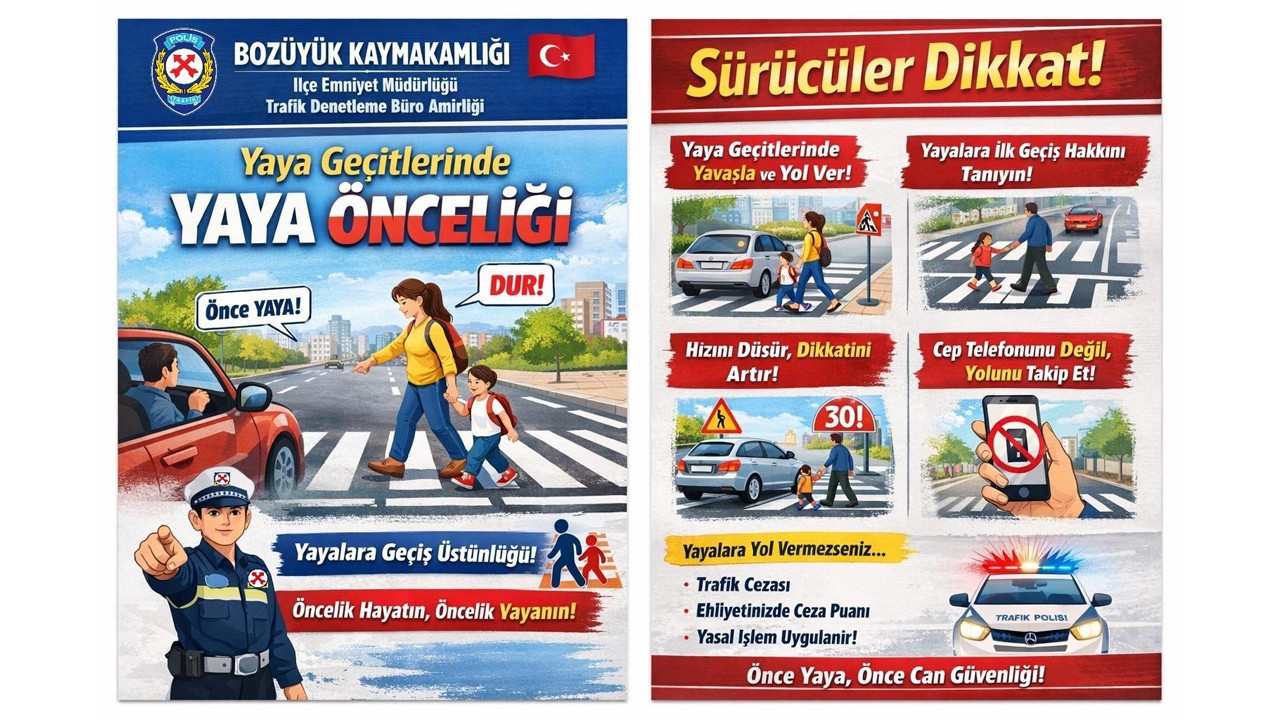 Bozüyük’te yaya geçitleri üzerinde bilgilendirme ve denetleme yapıldı