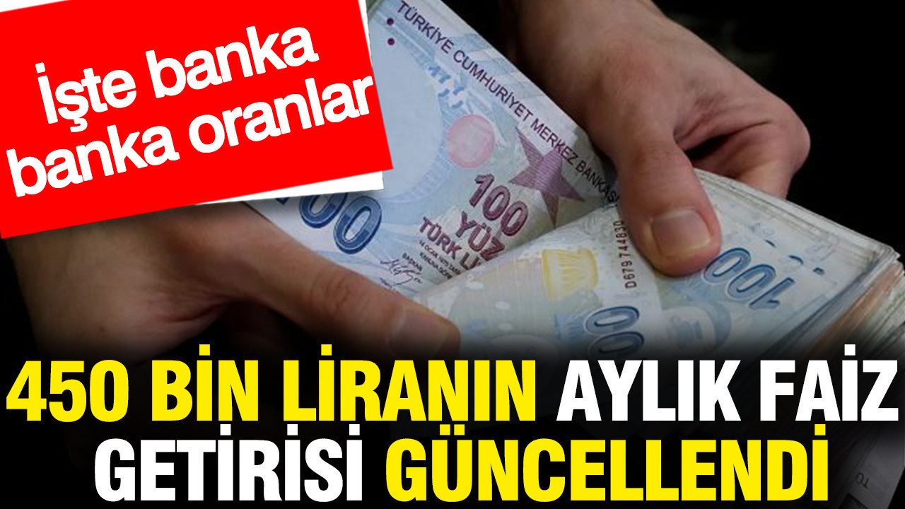 450 bin liranın aylık faiz getirisi güncellendi: İşte banka banka oranlar
