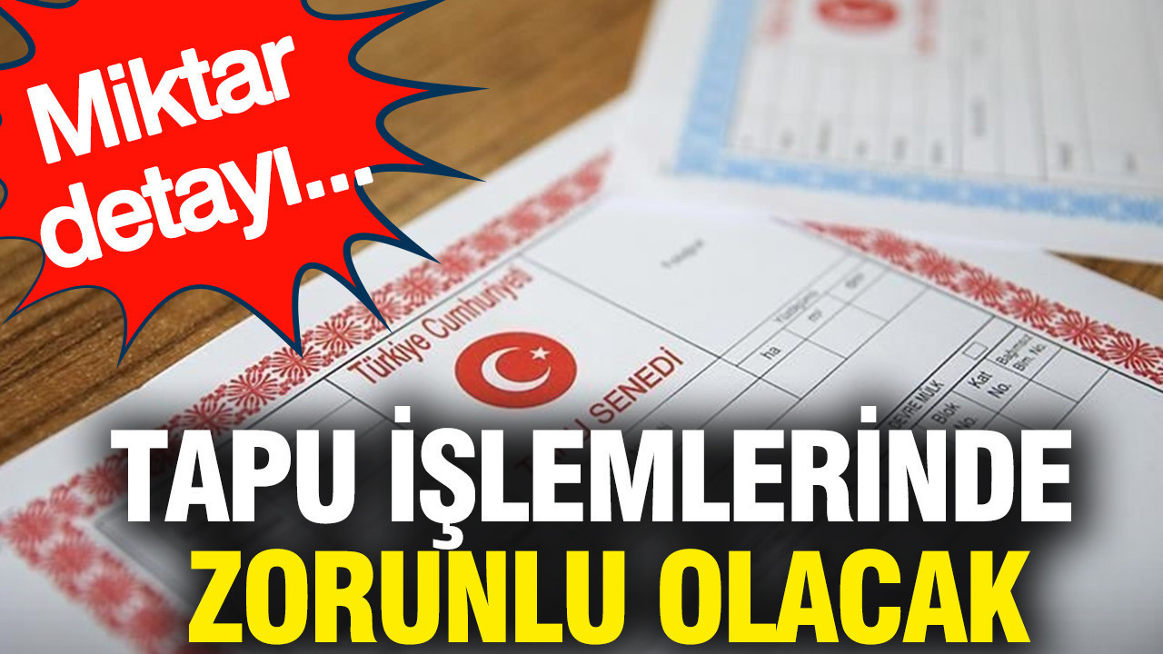 Tapu işlemlerinde zorunlu olacak: Miktar detayı...