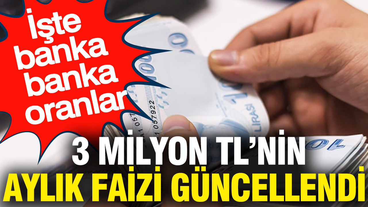 3 milyon TL'nin aylık faizi güncellendi: İşte banka banka oranlar