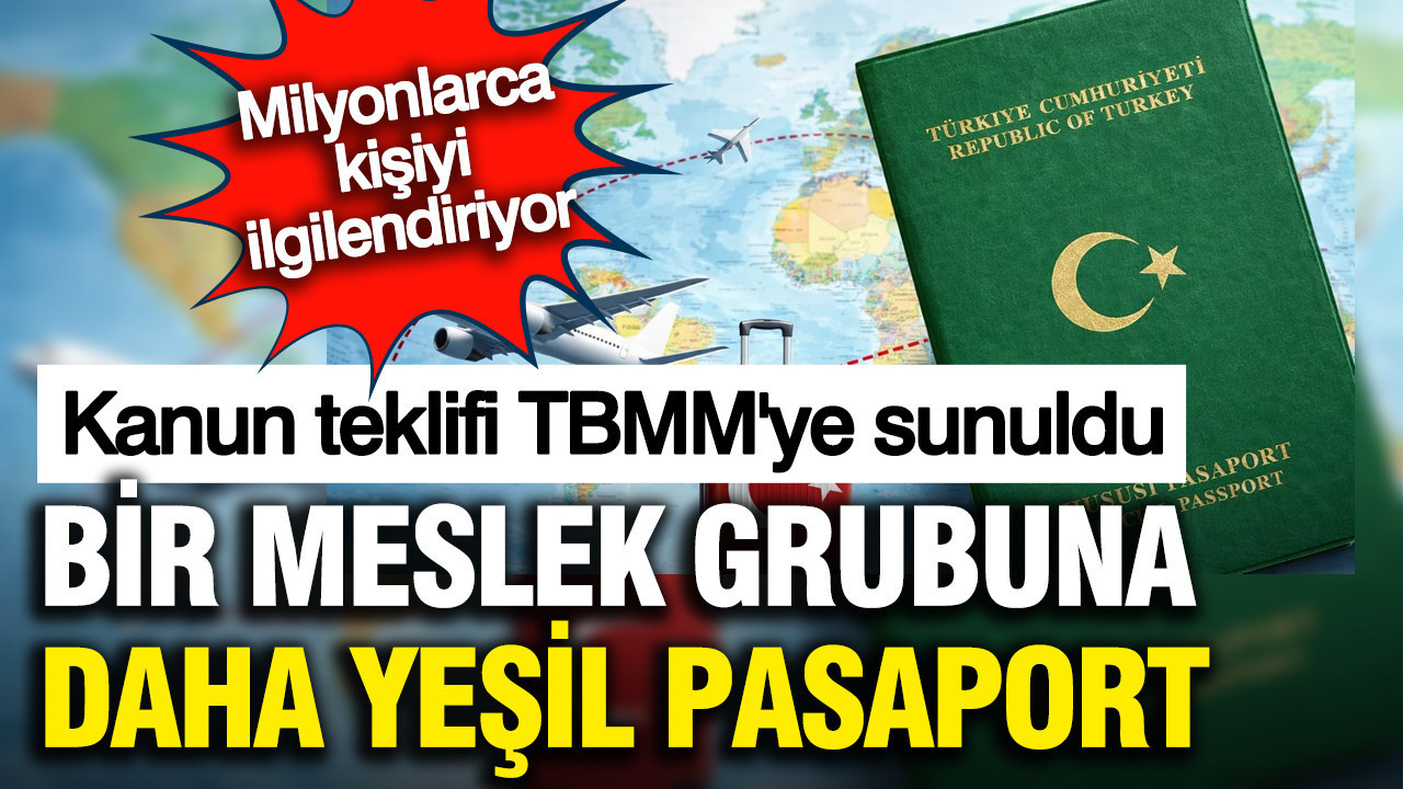 Bir meslek grubuna daha Yeşil Pasaport geliyor: Teklif TBMM'de; 15 yıl şartı var