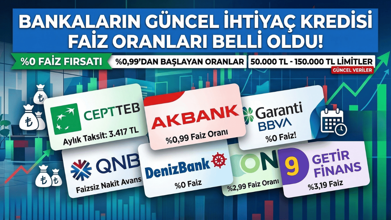 İhtiyaç kredisi faiz oranları belli oldu: işte banka banka en avantajlı krediler