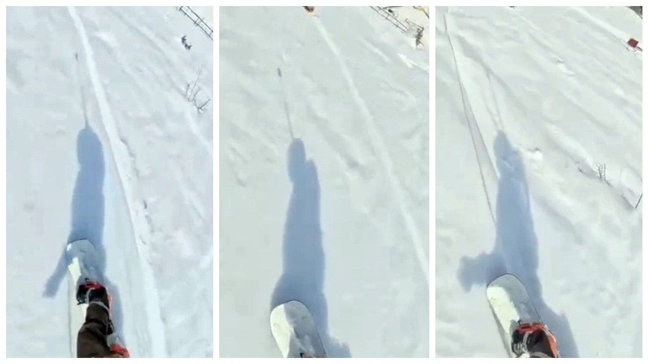 Mahalle arasında snowboard keyfi