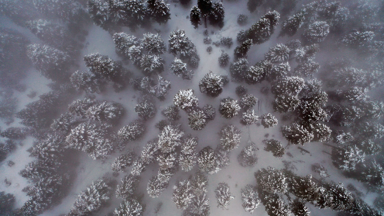 Ilgaz Dağı'nda sis ve karın büyüleyici dansı: Dron görüntüleri ağızları açık bıraktı