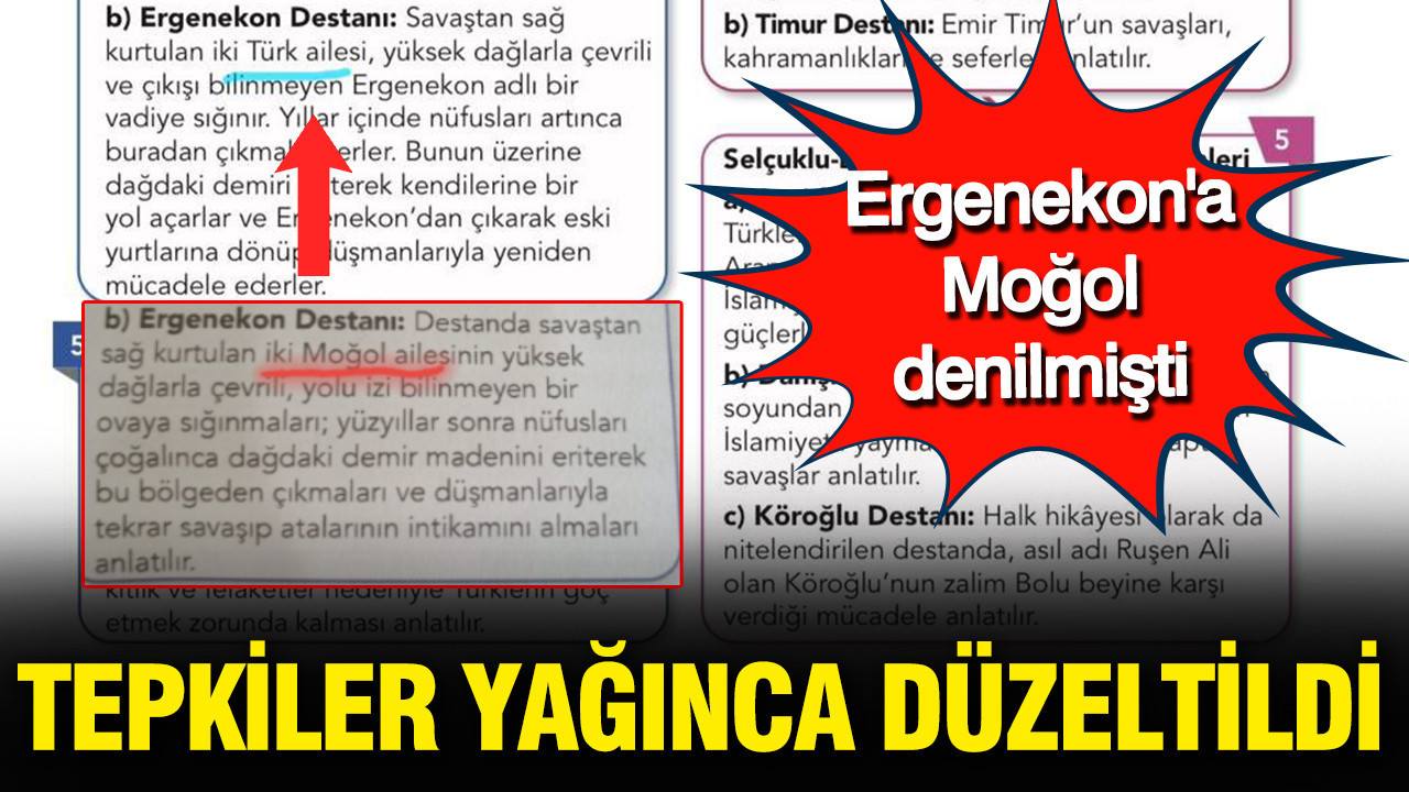 MEB’in ders kitabında Ergenekon’a Moğol denilmişti: Tepkiler sonrası düzeltme geldi