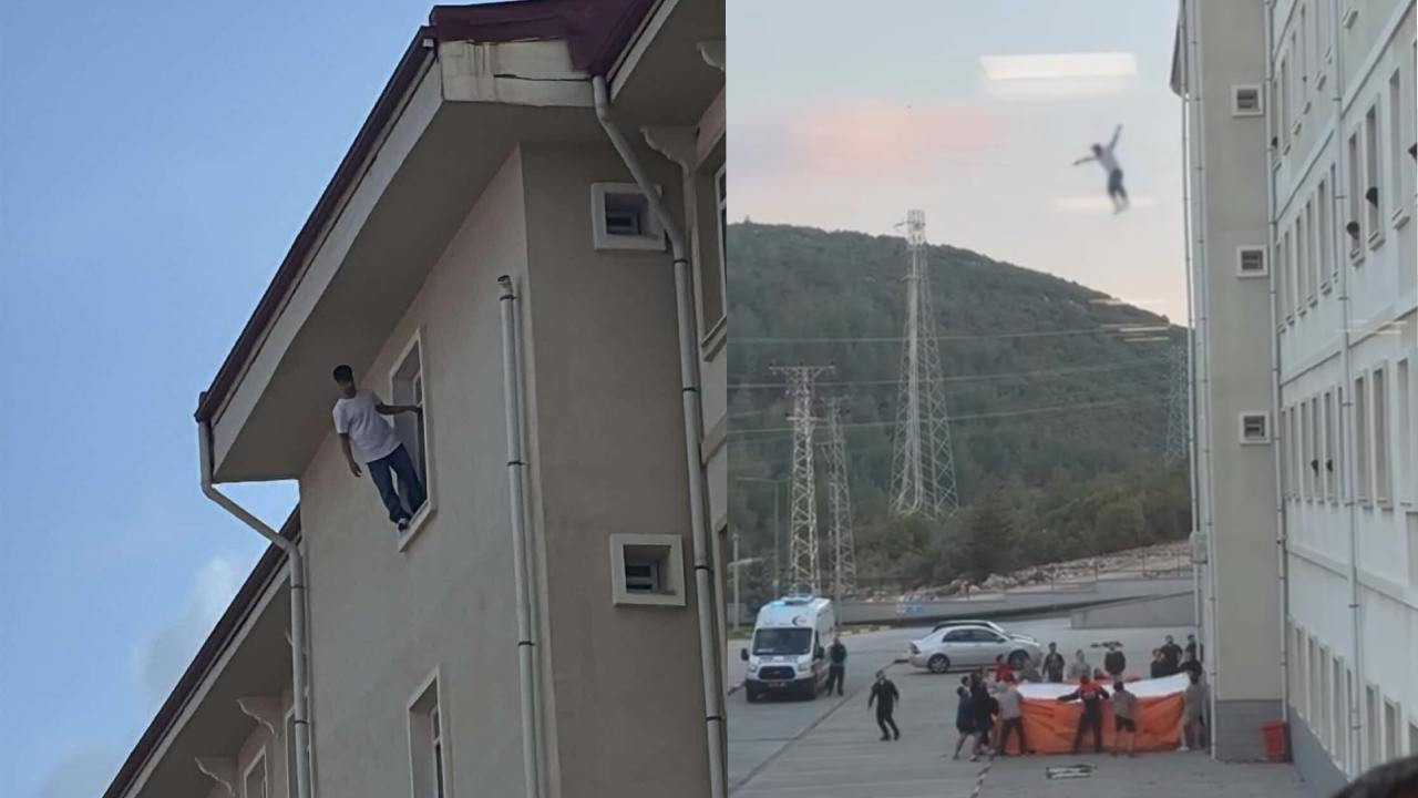 Yurtta korku dolu anlar: Genç kendini boşluğa bıraktı
