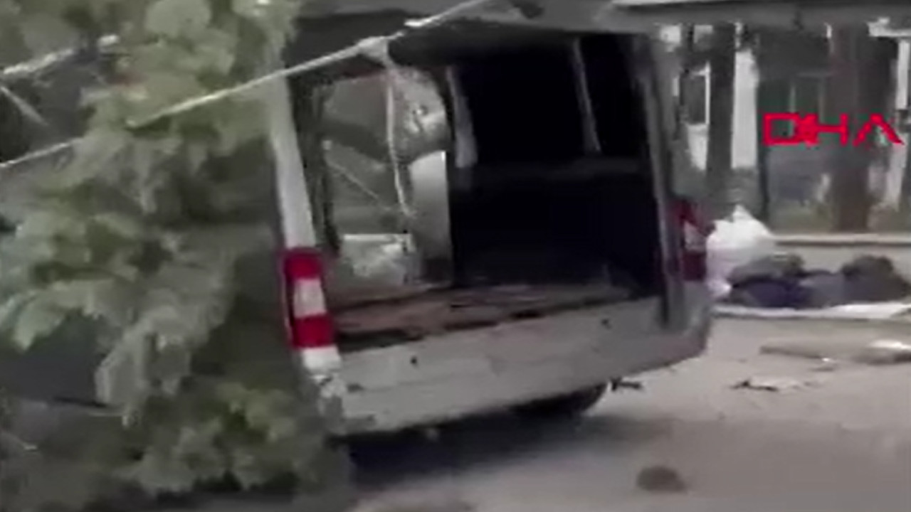 Çam ağacı minibüsün üzerine devrildi