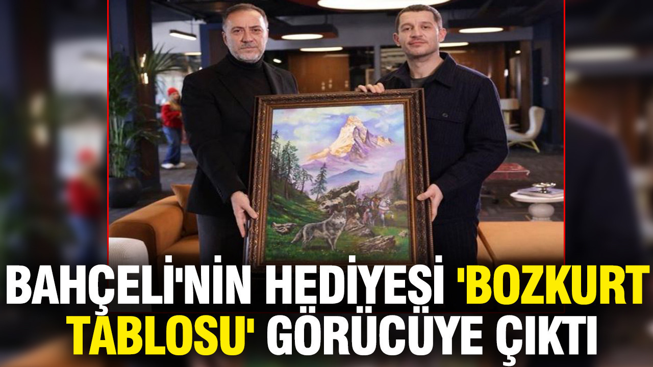 Bahçeli'nin hediyesi 'bozkurt tablosu' görücüye çıktı