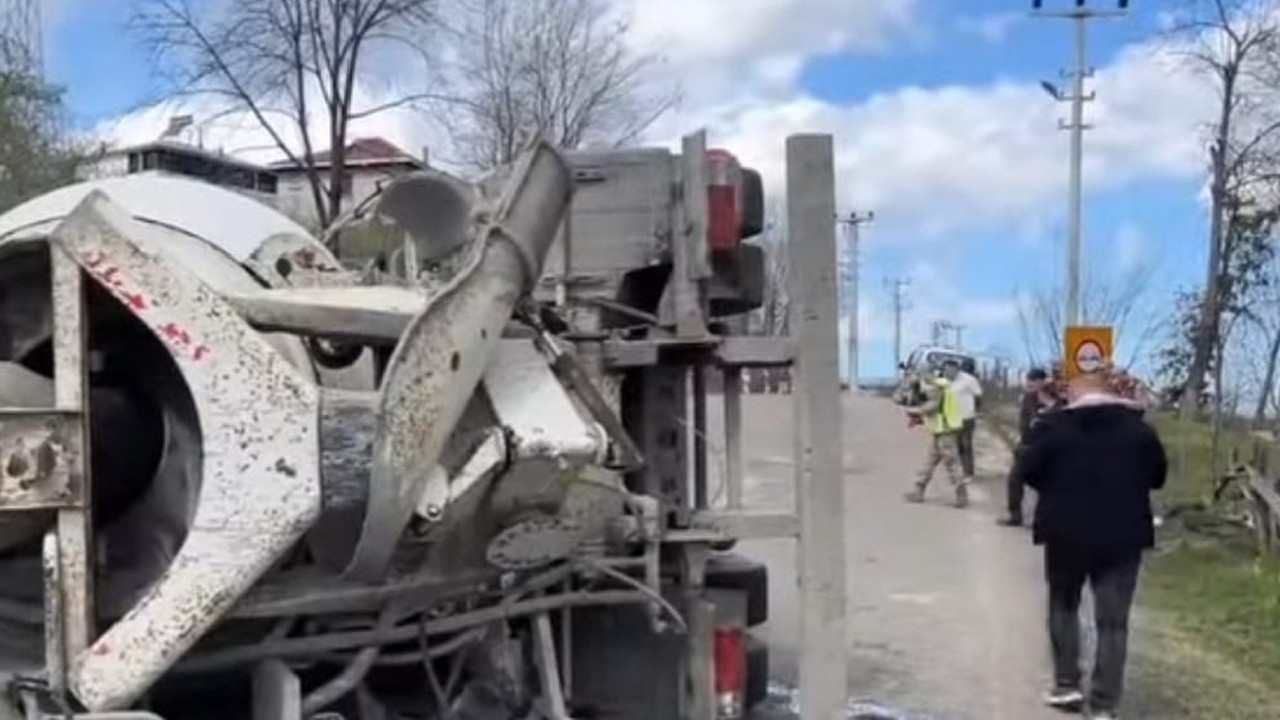 Ordu’da beton mikseri devrildi: 1 yaralı