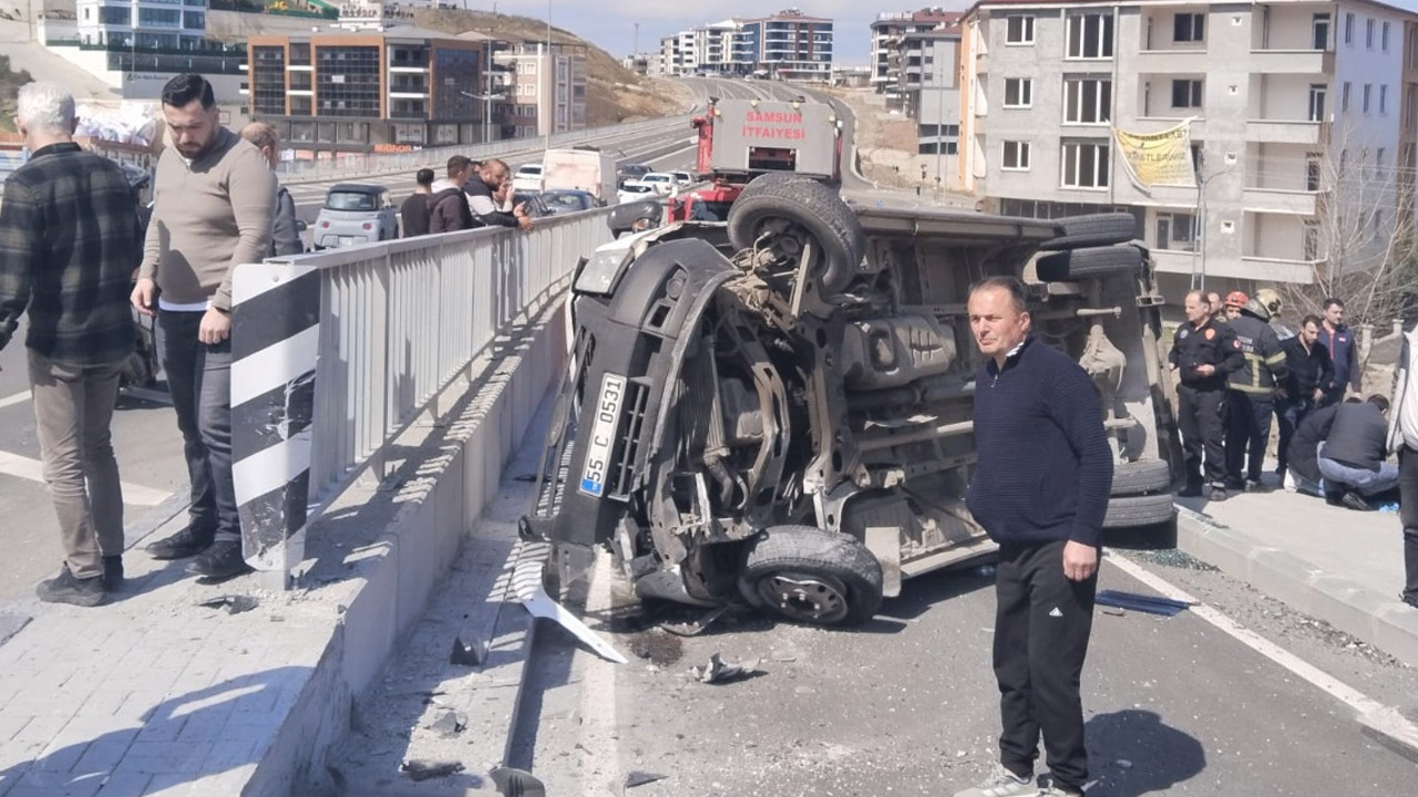 Minibüs metrelerce sürüklendi: Samsun’da korku dolu anlar