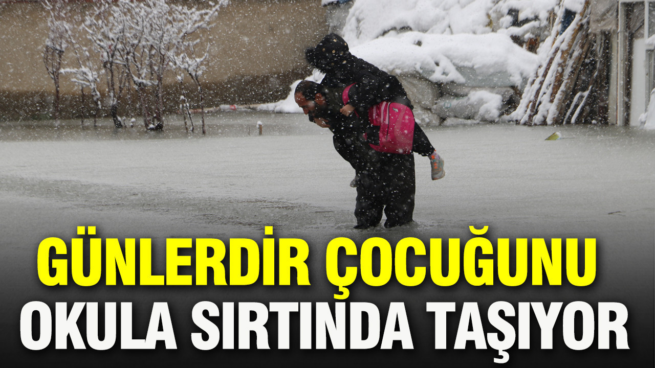 Okul yolunda su engeli: Baba devreye girdi: Yüksekova'da çaresizliğin fotoğrafı