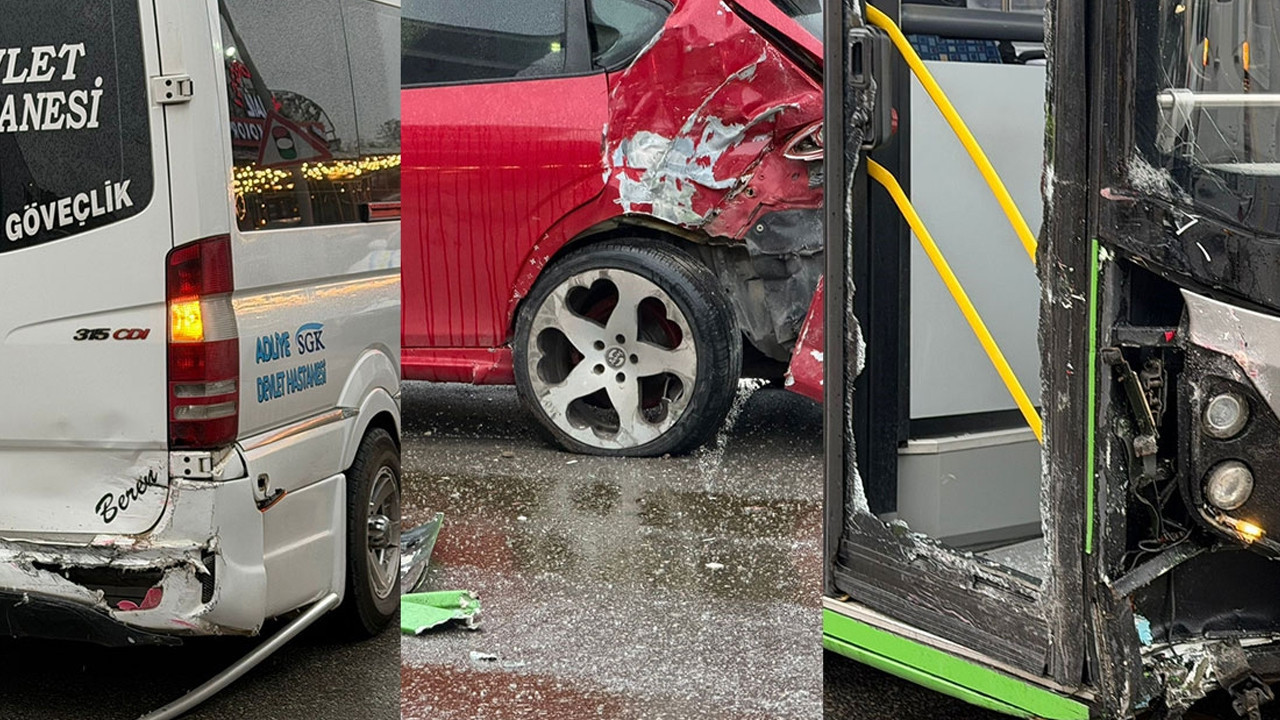 Denizli'de ortalık savaş alanına döndü! Belediye otobüsü, minibüs ve otomobil çarpıştı