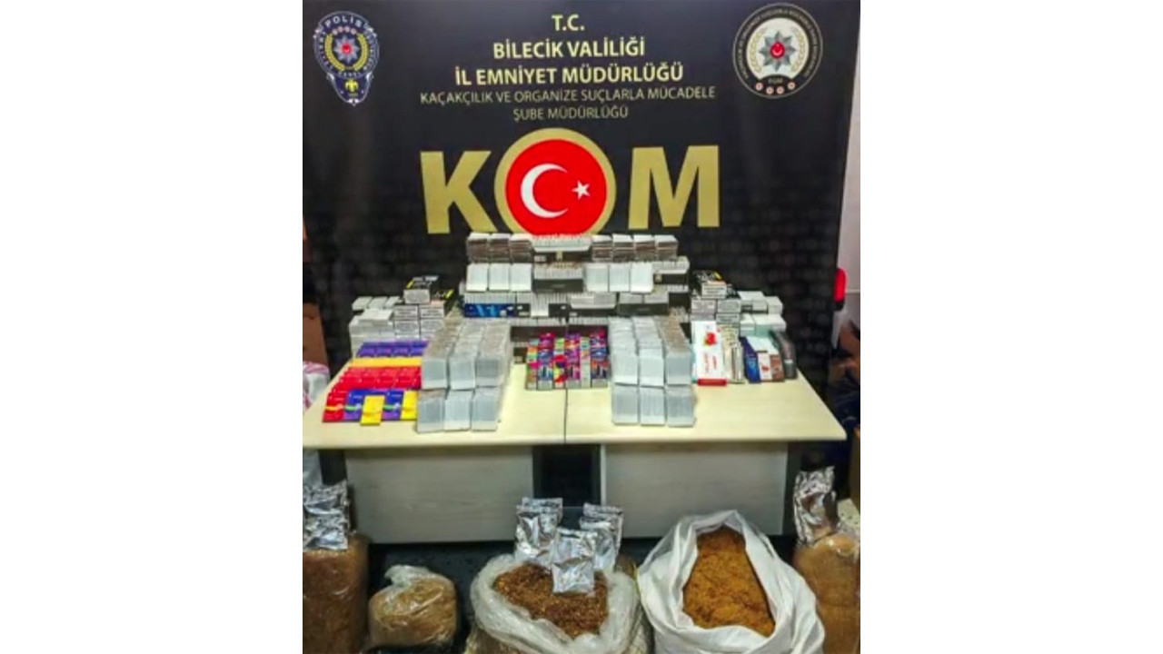 Bilecik'te KOM Şube çok sayıda tütün ve tütün mamulüne el koydu