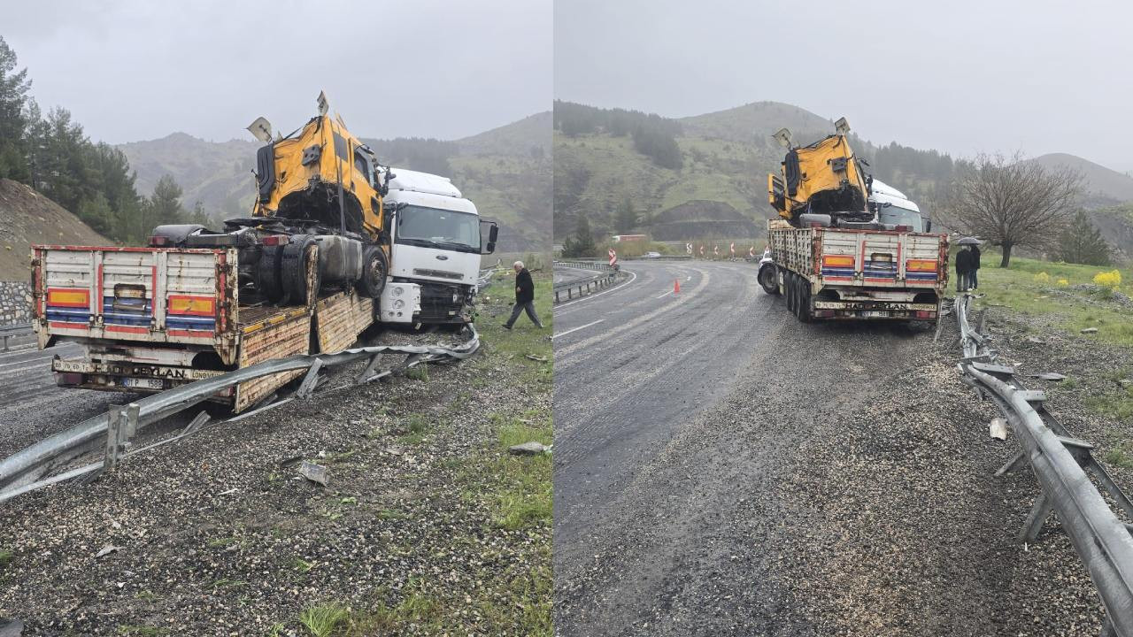 Elazığ’da inanılmaz kaza: Kazalı tırı taşıyan tır da kaza yaptı