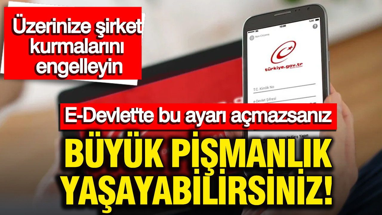 E-Devlet'te bu ayarı açmazsanız büyük pişmanlık yaşayabilirsiniz: Üzerinize şirket kurmalarını engelleyin