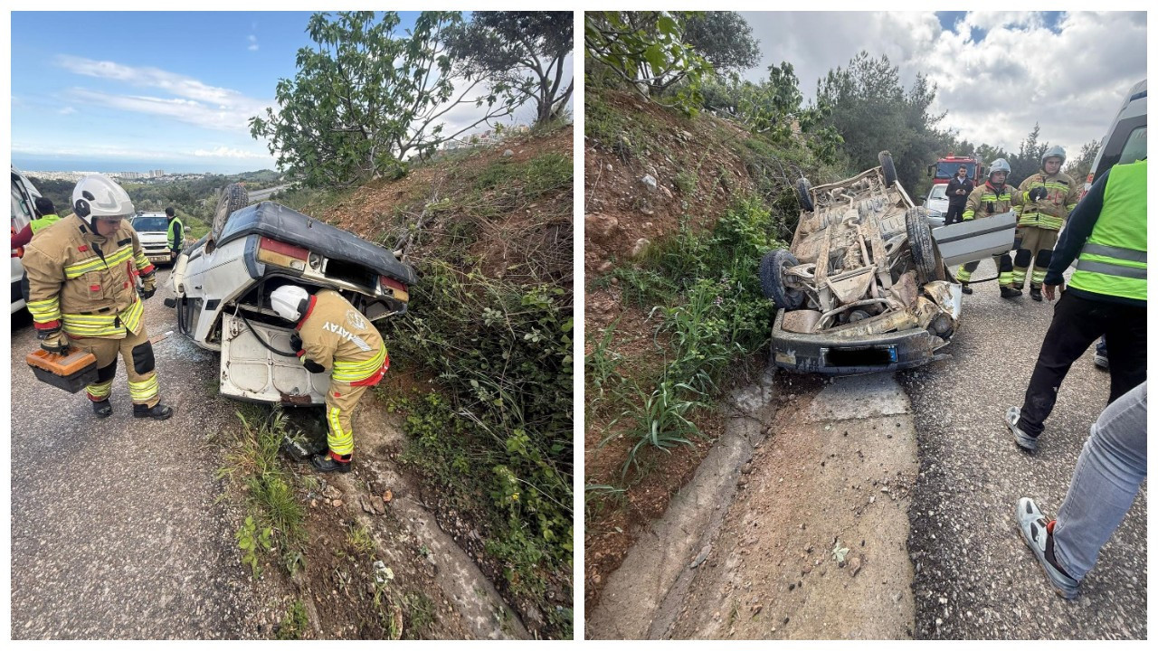 Hatay'da otomobil takla attı: 2 yaralı