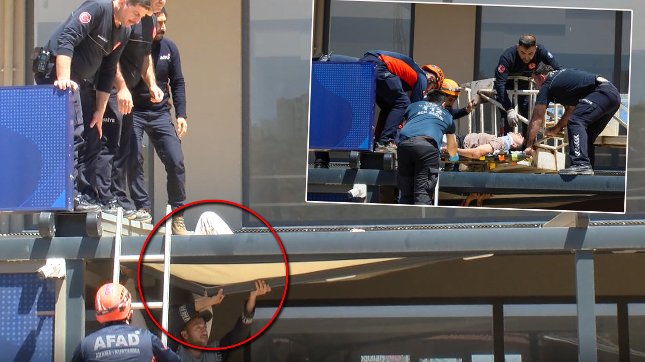 Metrelerce yüksekten düştü, tenteye takıldı: Antalya’da korku dolu dakikalar