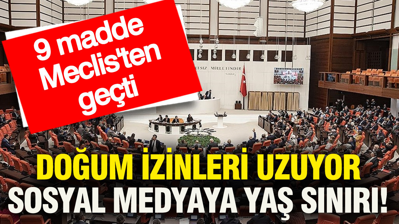 9 madde Meclis'ten geçti: Doğum izinleri uzuyor, sosyal medyaya yaş sınırı getiriliyor