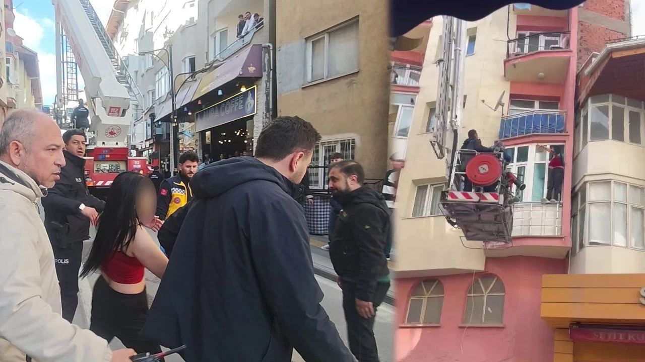 Pencereye çıkan alkollü kadın ortalığı birbirine kattı