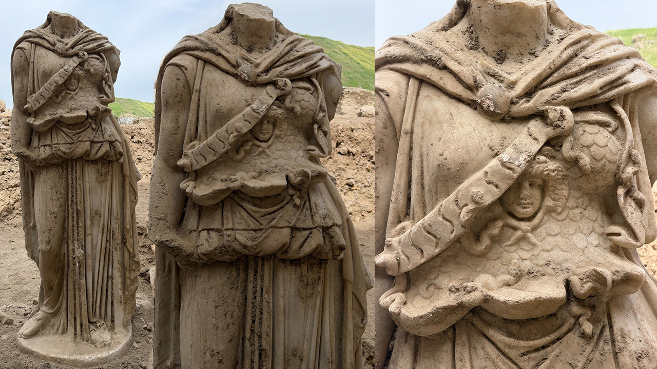 Antik tiyatroda büyük keşif: Athena heykeli gün yü…