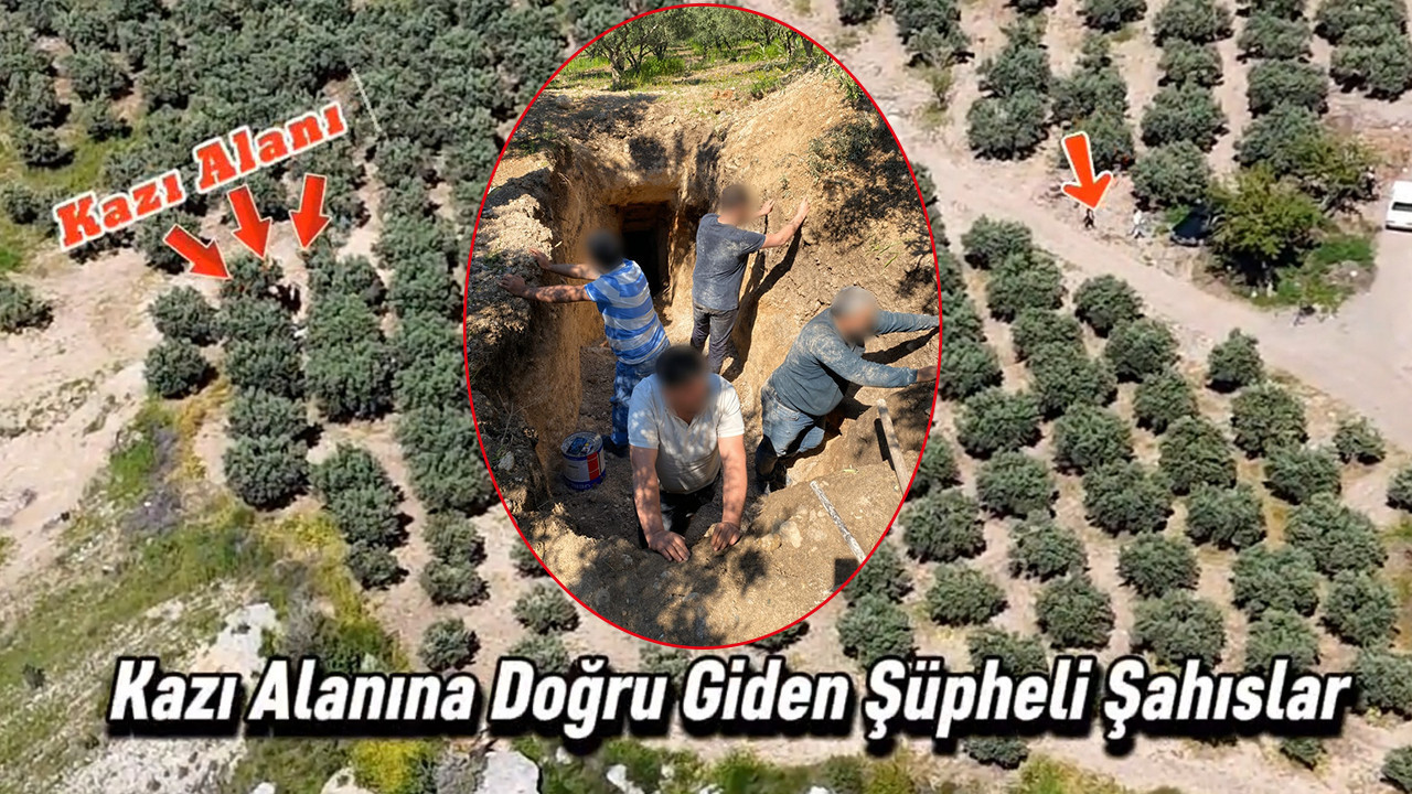 Kaçak kazıya dronla suçüstü: Kıskıvrak yakalandılar