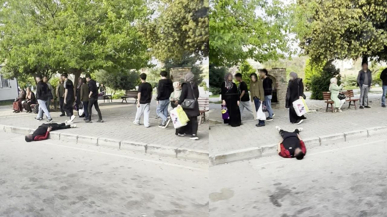 Uyuşturucu bağımlısı durak yanında uyuyakaldı