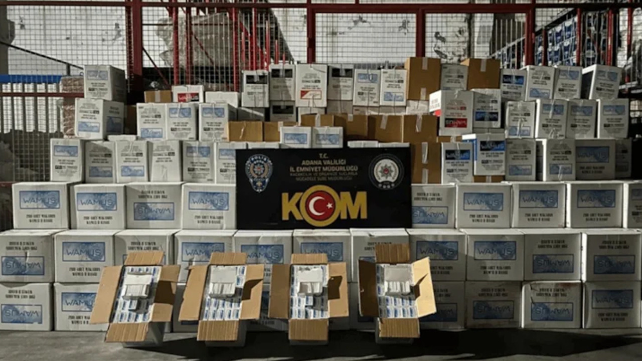 Adana'da 12 milyon 123 bin 10 bandrolsüz makaron yakalandı