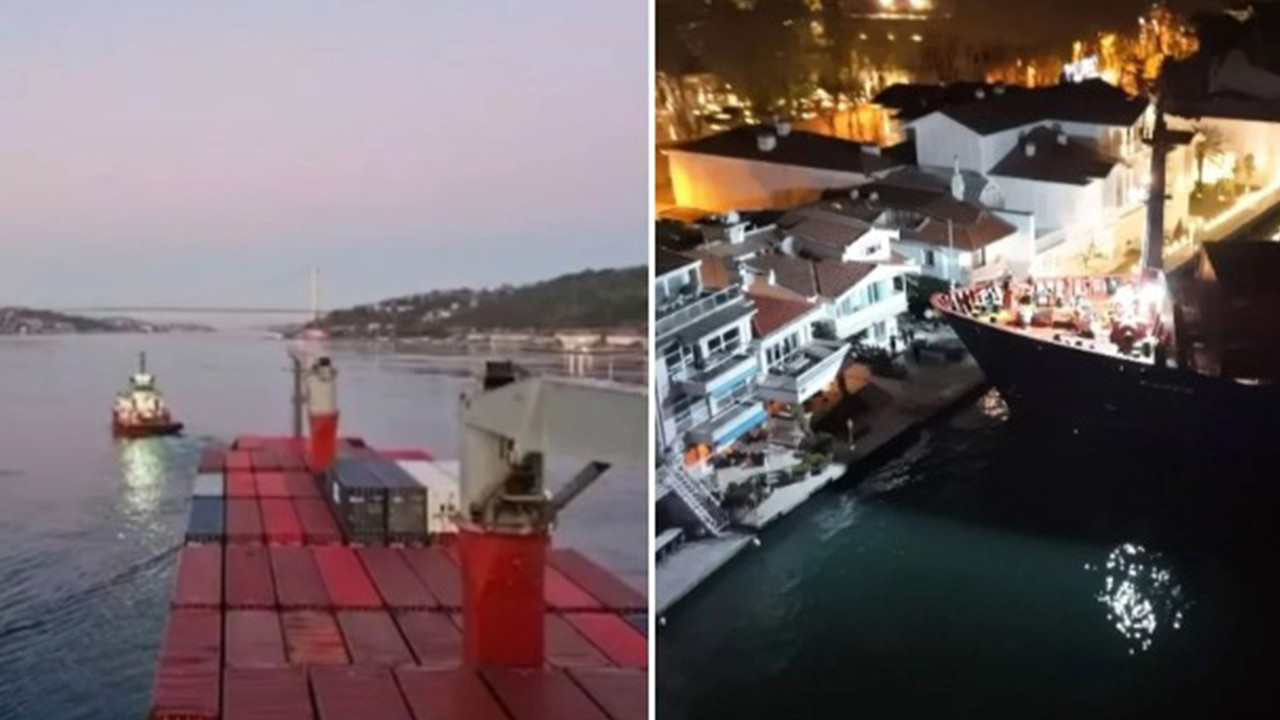 Sarıyer'de konteyner gemisi karaya oturdu